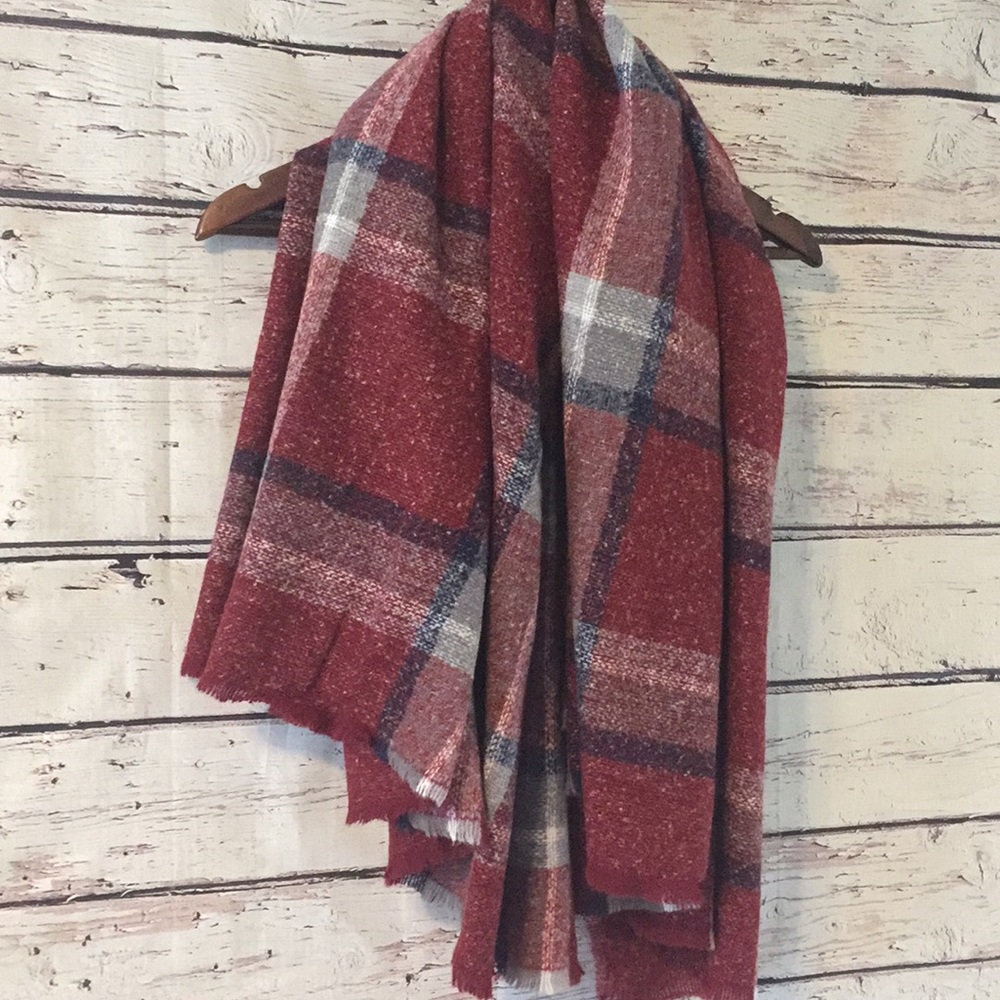🍁Red Plaid Blanket Scarf